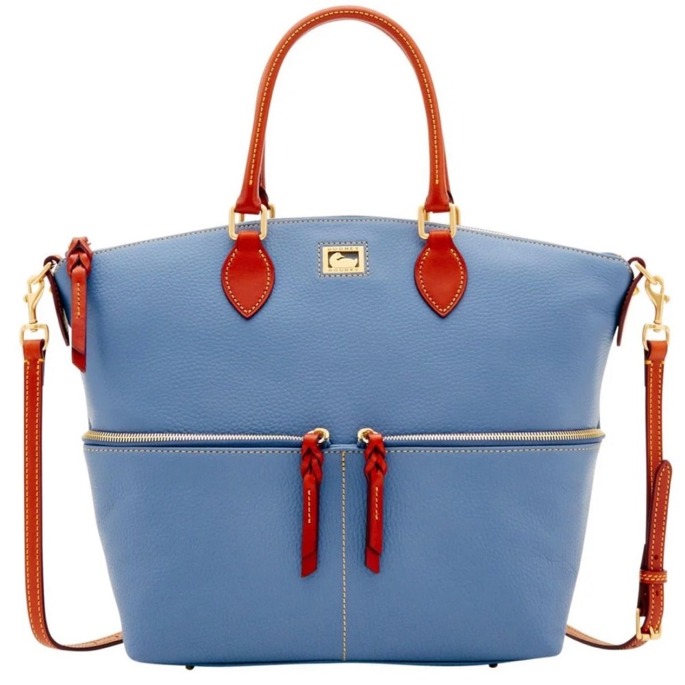 Dooney & Bourke Blue Dillen Large Pocket Satchel Leather Series